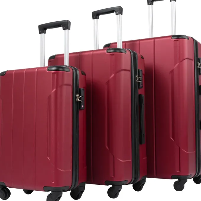Silk & Salt Hommoo Expandable Hardside Luggawith TSA Lock 3-Piece Set (20 /24 /28) Red^ Hard Side Luggage