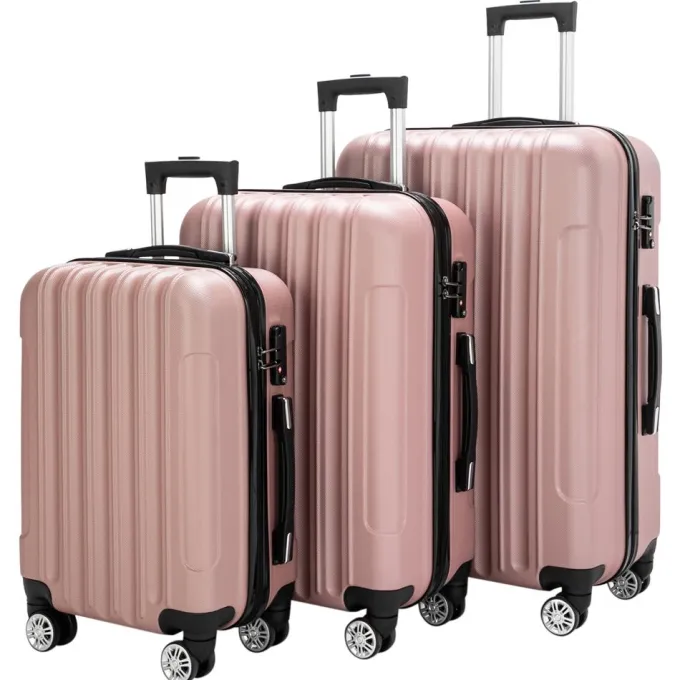 Silk & Salt Dcenta 3-in-1 Multifunctional LarCapacity Traveling StoraSuitcase LuggaSet Rose Gold^ Hard Side Luggage