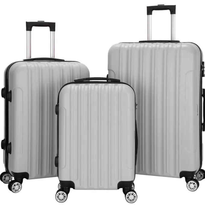 Silk & Salt Zimtown 3PCS LuggaTravel Set Bags ABS Trolley Hard Shell Suitcase W/TSA lock With 4 Wheels Multi-Colored^ Carry On Luggage