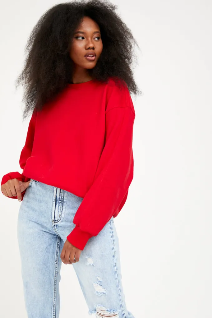 Silk & Salt my basic sweatshirt - red^ Hoodies & Sweatshirts