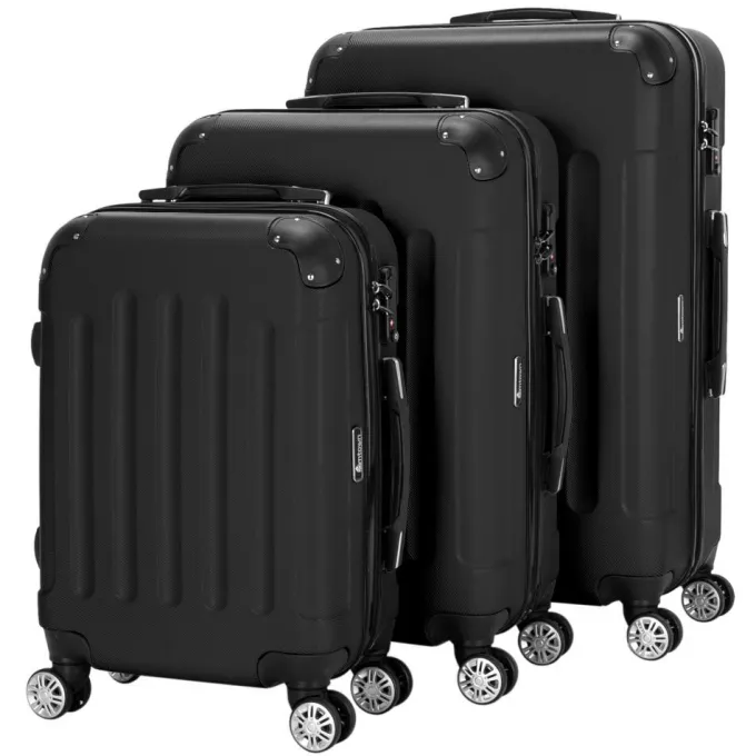 Silk & Salt Ktaxon Hardside Lightweight Spinner 20/24/28 LuggaSuitcase Set w/TSA Lock Black^ Hard Side Luggage