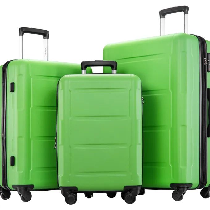 Silk & Salt LuggaExpandable Suitcase 3 Piece Set with TSA Lock Spinner 20in24in28in (Green)^ Hard Side Luggage