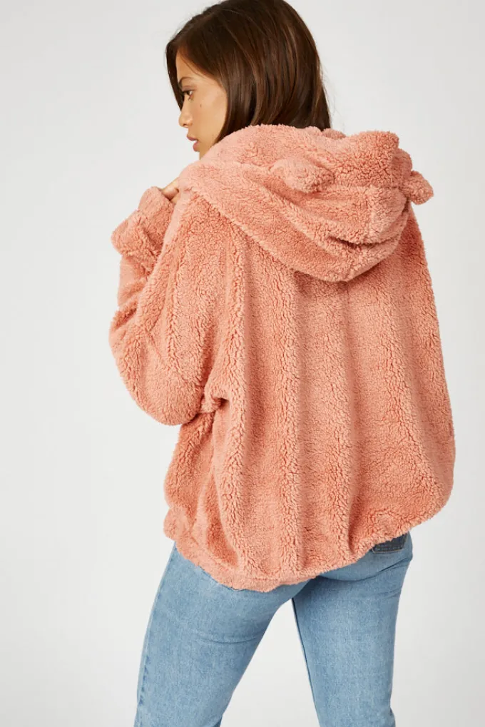 Silk & Salt comfy ears fluffy hoodie - pastel pink^ Hoodies & Sweatshirts