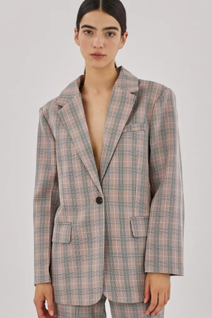 Silk & Salt the classic jacket - taupe check^ Coats & Jackets