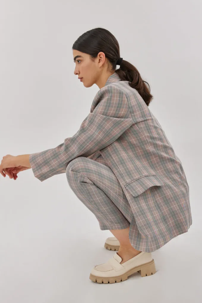 Silk & Salt the classic jacket - taupe check^ Coats & Jackets