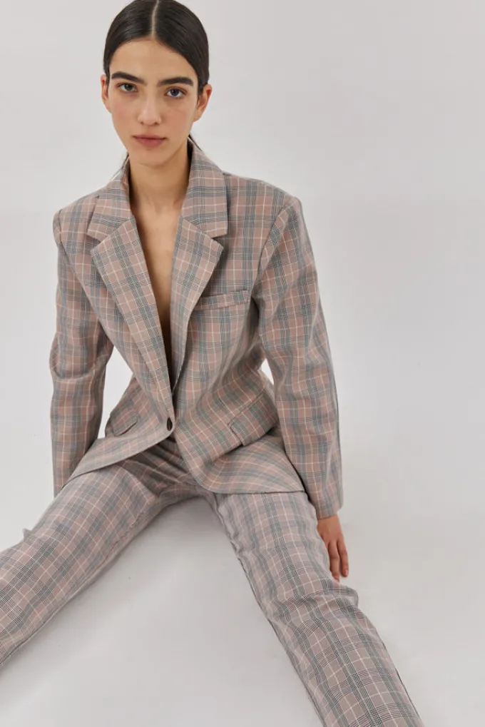 Silk & Salt the classic jacket - taupe check^ Coats & Jackets