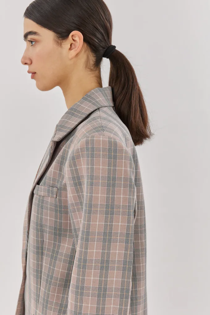 Silk & Salt the classic jacket - taupe check^ Coats & Jackets