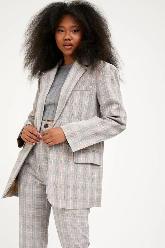 Silk & Salt the classic jacket - taupe check^ Coats & Jackets