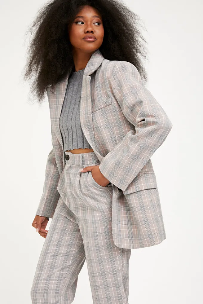 Silk & Salt the classic jacket - taupe check^ Coats & Jackets