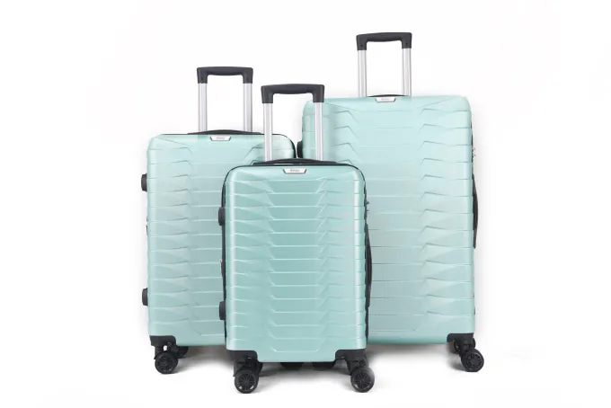 Silk & Salt MiraHANNA Expandable ABS Hard shell Lightweight 360 Dual Spinning Wheels Combo Lock 28 24 20 3 Piece LuggaSet^ Checked Luggage