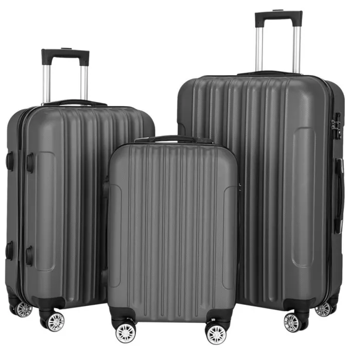 Silk & Salt GoDecor 3  Piece LuggaSets PC+ABS Spinner Suitcase Dark Gray^ Hard Side Luggage