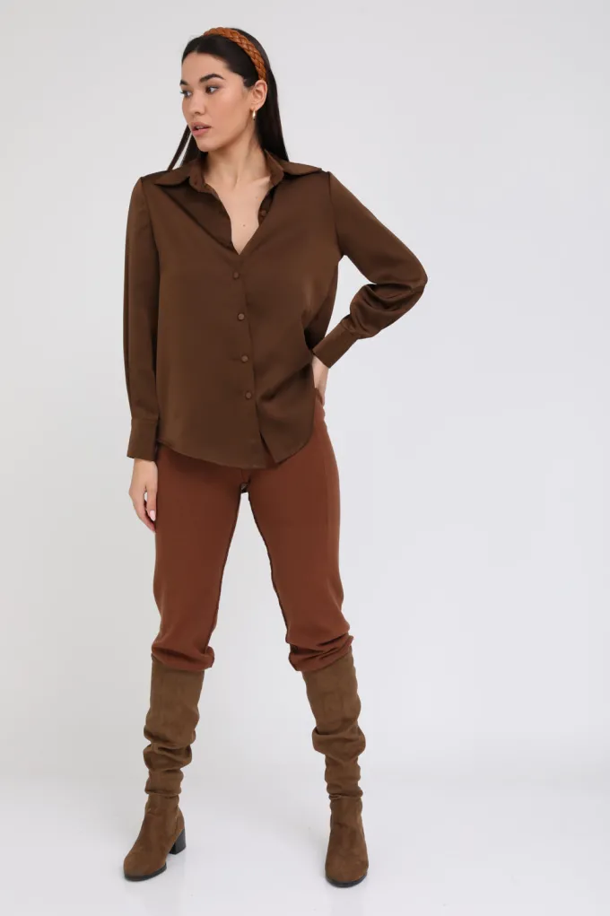 Silk & Salt silk and the city shirt - brown^ Tops