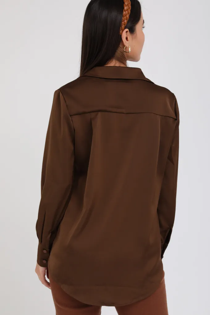 Silk & Salt silk and the city shirt - brown^ Tops