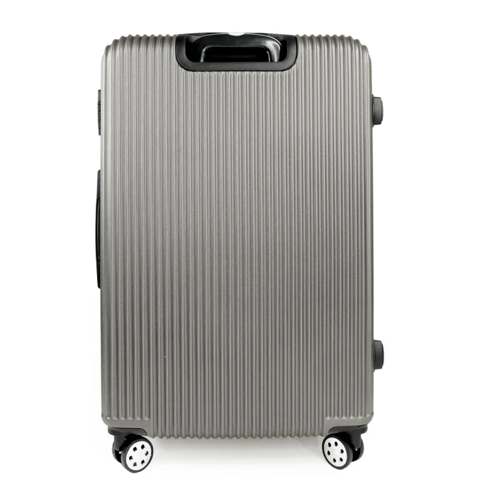 Silk & Salt 3pcs LuggaSet Lightweight Hardside ABS Travel Suitcase Spinner w/Lockable Zippers 27 Silver Grey K-CLIFFS^ Carry On Luggage