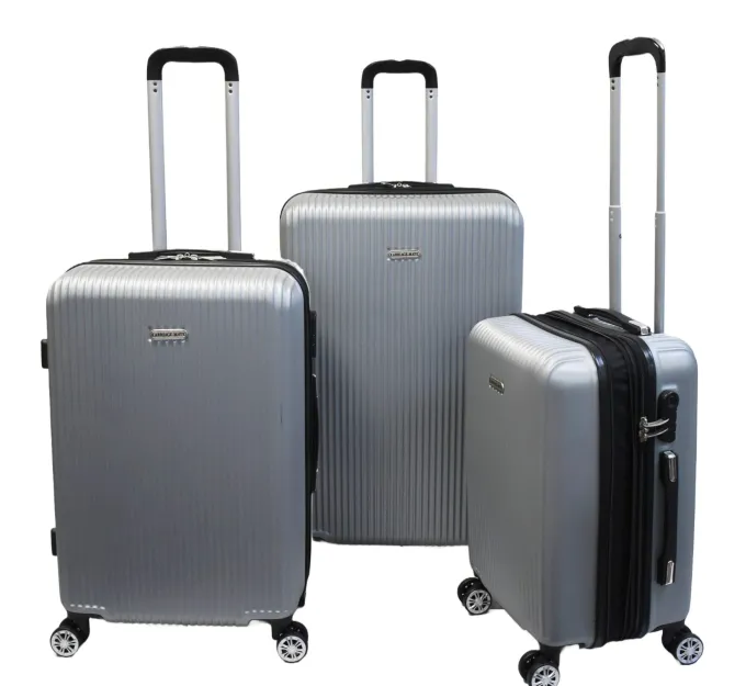 Silk & Salt 3pcs LuggaSet Lightweight Hardside ABS Travel Suitcase Spinner w/Lockable Zippers 27 Silver Grey K-CLIFFS^ Carry On Luggage