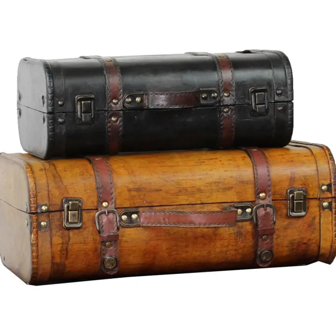 Silk & Salt Vintiquewise QI003068.2 2-Colored Style LuggaSuitcase ampTrunkampMulti Color ampBlack - Set of 2^ Checked Luggage