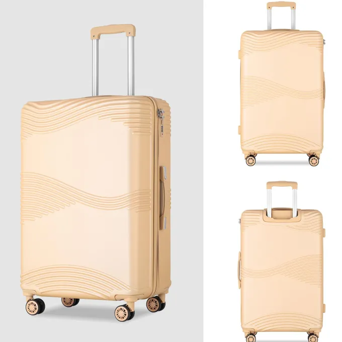 Silk & Salt 3PCS Hardshell Suitcase Set Roller LuggaTravel Set SpinnerTapaze^ Checked Luggage