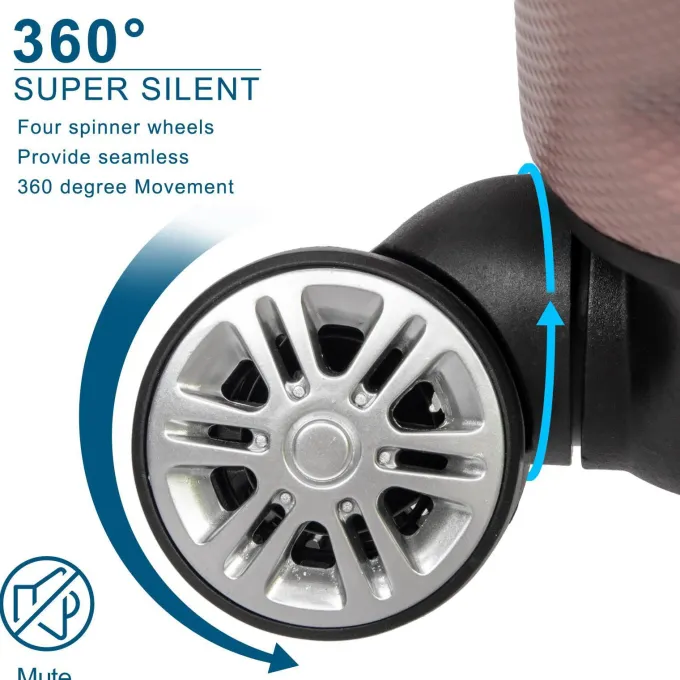 Silk & Salt Zimtown 3 Piece TSA Lock LuggaTravel Set Bags Trolley Hard Suitcase Shell w/ 4 Wheels Rose Gold^ Checked Luggage