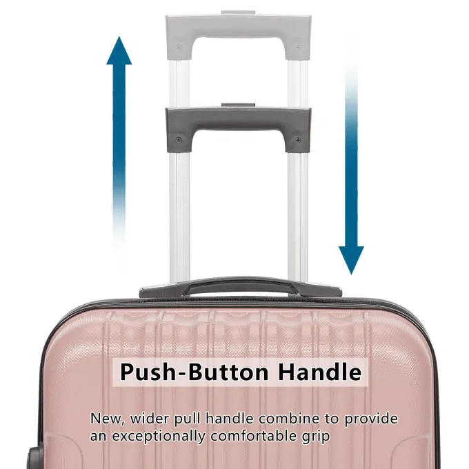 Silk & Salt Zimtown 3 Piece TSA Lock LuggaTravel Set Bags Trolley Hard Suitcase Shell w/ 4 Wheels Rose Gold^ Checked Luggage