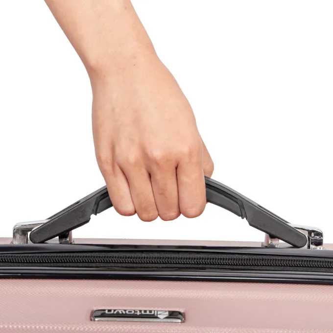 Silk & Salt Zimtown 3 Piece TSA Lock LuggaTravel Set Bags Trolley Hard Suitcase Shell w/ 4 Wheels Rose Gold^ Checked Luggage