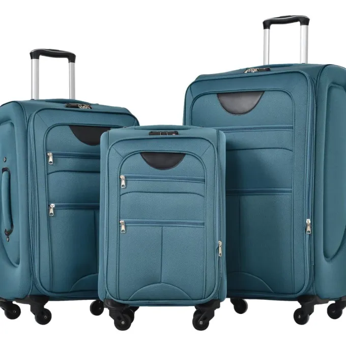 Silk & Salt Softside LuggaSet TSA Lock Expandable Spinner Wheel Luggage 3 Piece Set Suitcase22/26/30in^ Checked Luggage