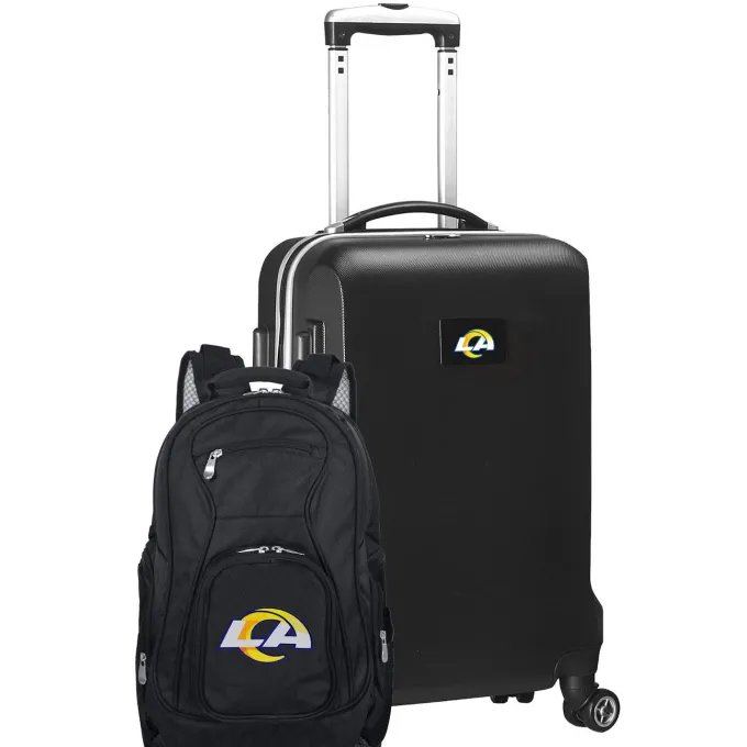Silk & Salt MOJO Black Los Angeles Rams 2-Piece Backpack ampCarry-On Set^ Luggage Sets
