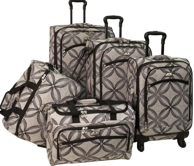 Silk & Salt 5 Pc Silver Clover Spinner LuggaSet in Black Grey^ Carry On Luggage