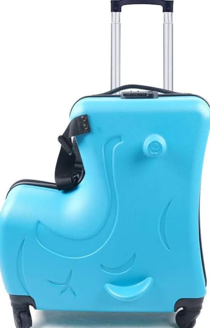 Silk & Salt 20 Suitcase for Kids Kid LuggaKid Travel Fashionable Appearance Rideable Funny Suitcase Kid Gift Recommended A2-8 Years Old (Blue)^ Hard Side Luggage
