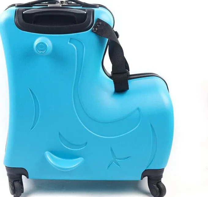 Silk & Salt 20 Suitcase for Kids Kid LuggaKid Travel Fashionable Appearance Rideable Funny Suitcase Kid Gift Recommended A2-8 Years Old (Blue)^ Hard Side Luggage