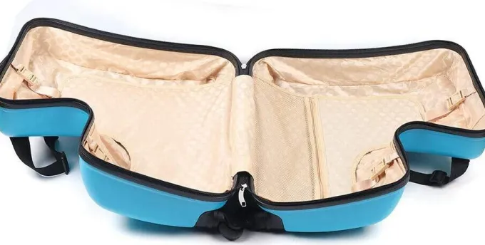 Silk & Salt 20 Suitcase for Kids Kid LuggaKid Travel Fashionable Appearance Rideable Funny Suitcase Kid Gift Recommended A2-8 Years Old (Blue)^ Hard Side Luggage