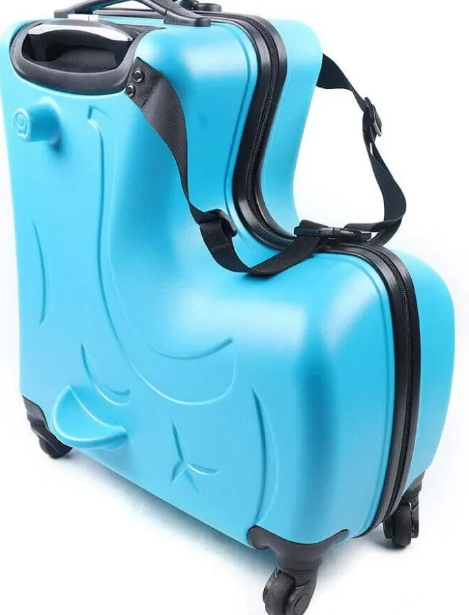 Silk & Salt 20 Suitcase for Kids Kid LuggaKid Travel Fashionable Appearance Rideable Funny Suitcase Kid Gift Recommended A2-8 Years Old (Blue)^ Hard Side Luggage