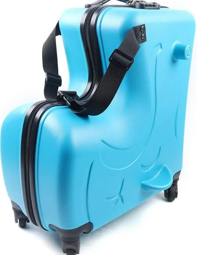 Silk & Salt 20 Suitcase for Kids Kid LuggaKid Travel Fashionable Appearance Rideable Funny Suitcase Kid Gift Recommended A2-8 Years Old (Blue)^ Hard Side Luggage