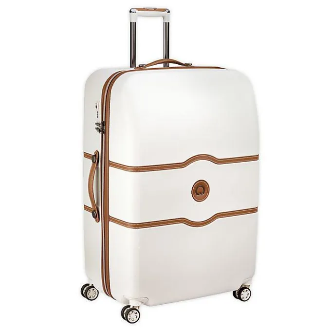 Silk & Salt DELSEY Paris Chatelet Hardside Luggawith Spinner Wheels Champagne White Checked-Lar28 Inch No Brake^ Hard Side Luggage