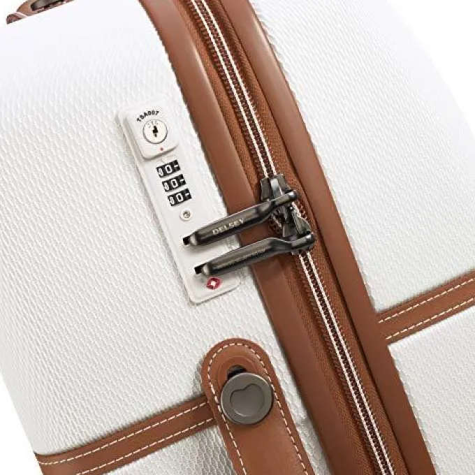 Silk & Salt DELSEY Paris Chatelet Hardside Luggawith Spinner Wheels Champagne White Checked-Lar28 Inch No Brake^ Hard Side Luggage