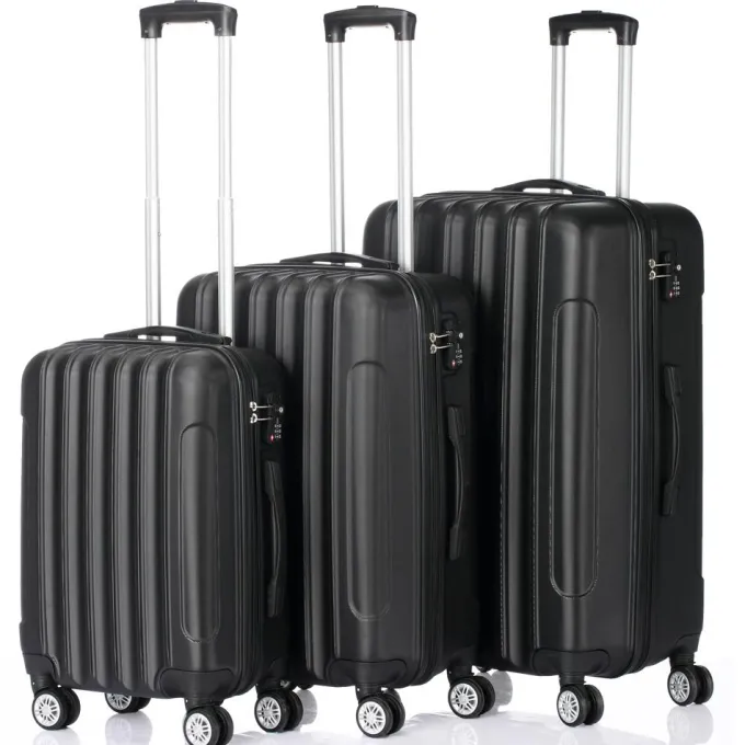 Silk & Salt Veryke 3Pcs Traveling Luggage Black Rolling Traveling StoraSuitcase LuggaSet 20+24+28 Portable ABS LarCapacity LuggaBags for Travel LarSuitcases and Luggage^ Luggage Sets