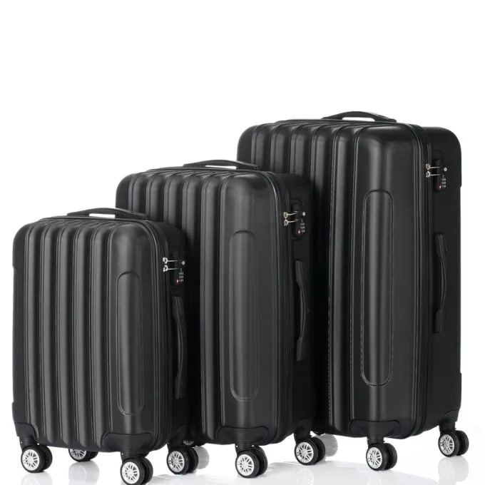 Silk & Salt Veryke 3Pcs Traveling Luggage Black Rolling Traveling StoraSuitcase LuggaSet 20+24+28 Portable ABS LarCapacity LuggaBags for Travel LarSuitcases and Luggage^ Luggage Sets