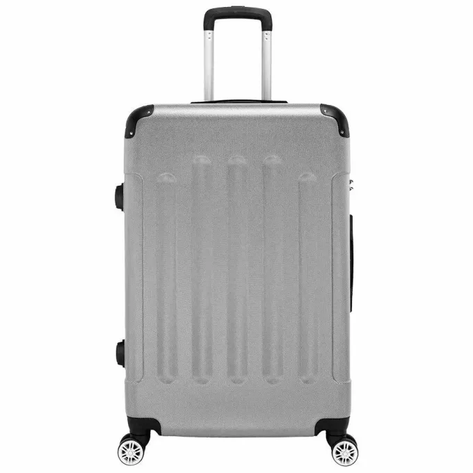 Silk & Salt VIK TECH 3 PCS LuggaTravel Set Bag ABS Trolley Hard Shell Suitcase w/TSA lock Light Gray^ Hard Side Luggage