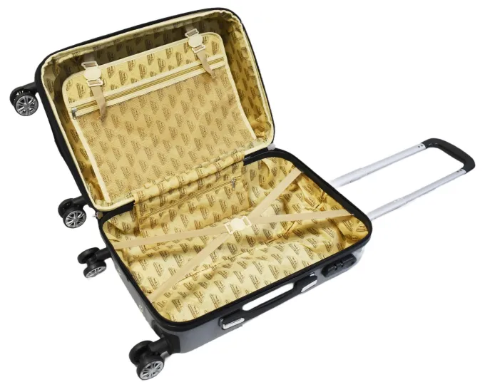 Silk & Salt Karriage-Mate Hard LuggaSet. Lightweight Spinner Wheels Combination Lock. Expandable.Silver^ Checked Luggage