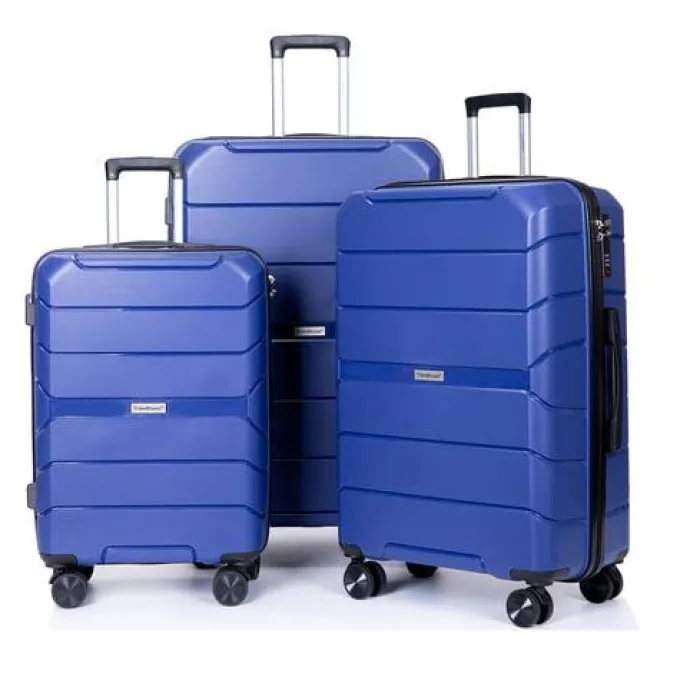 Silk & Salt UBesGoo 20''/24''/28'' 3 Piece Set Luggage PP Hardshell Suitcase Lightweight TSA Lock with Spinner Wheels Navy Blue^ Checked Luggage