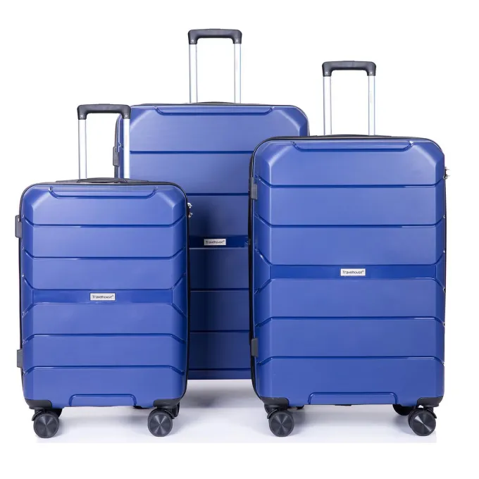 Silk & Salt UBesGoo 20''/24''/28'' 3 Piece Set Luggage PP Hardshell Suitcase Lightweight TSA Lock with Spinner Wheels Navy Blue^ Checked Luggage