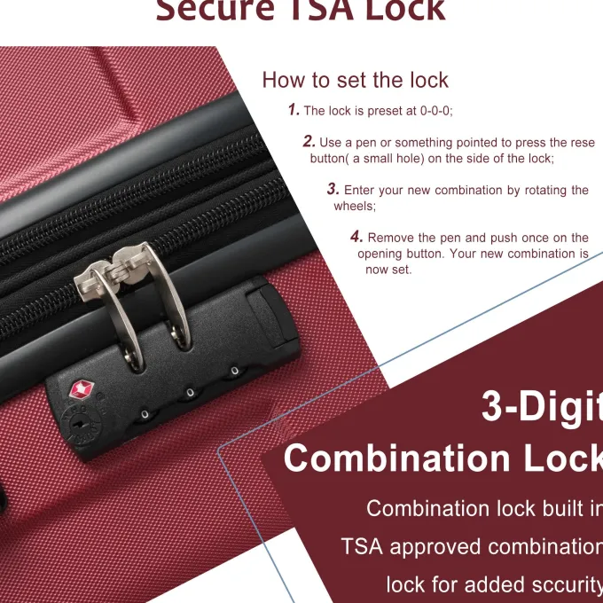Silk & Salt Hommoo Expandable Hardside Luggawith TSA Lock 3-Piece Set (20 /24 /28) Red^ Hard Side Luggage