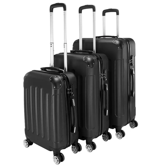 Silk & Salt LuggaSets for Women 3 Piece Hardshell Lightweight LuggaSets with Spinner Wheels and Lock ABS Rolling Trolley Travel Suitcases Bags Black^ Hard Side Luggage