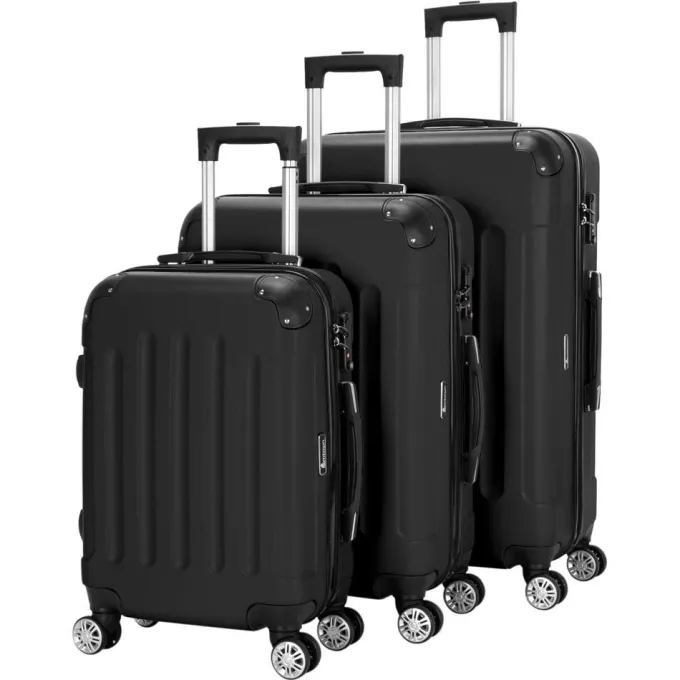 Silk & Salt Winado 3 Pcs ABS LuggaTravel Set Bag Trolley Suitcase Black^ Hard Side Luggage