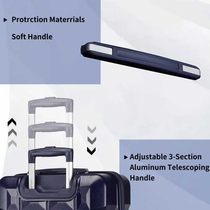 Silk & Salt imiomo LuggaSets Hardside 3PCS Suitcase With Swivel Wheel TSA Lock.(Deep Blue20/24/28)^ Checked Luggage