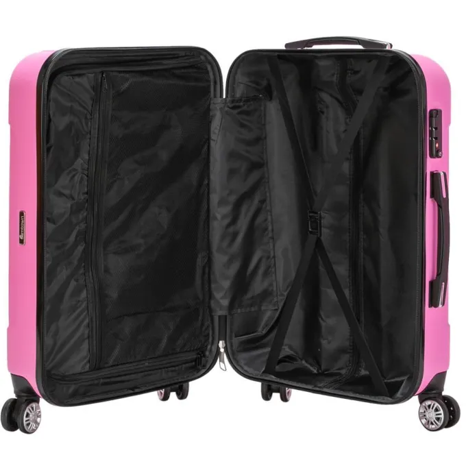 Silk & Salt SalonMore 3 PCS LuggaTravel Set Bag ABS Trolley Hard Shell Suitcase w/TSA Lock Pink^ Hard Side Luggage