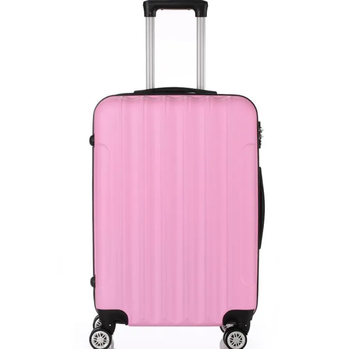 Silk & Salt SalonMore 3 PCS LuggaTravel Set Bag ABS Trolley Hard Shell Suitcase w/TSA Lock Pink^ Hard Side Luggage