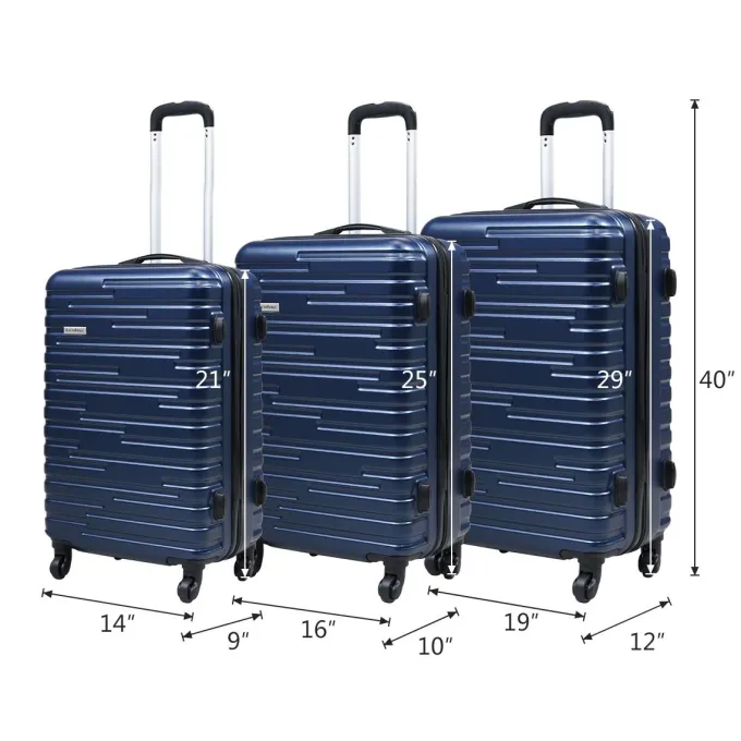 Silk & Salt Hommoo Expandable Hardside Luggawith TSA Lock 3-Piece Set (20 /24 /28) Blue^ Hard Side Luggage