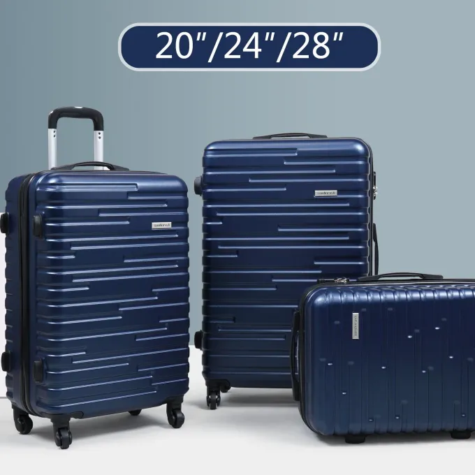 Silk & Salt Hommoo Expandable Hardside Luggawith TSA Lock 3-Piece Set (20 /24 /28) Blue^ Hard Side Luggage