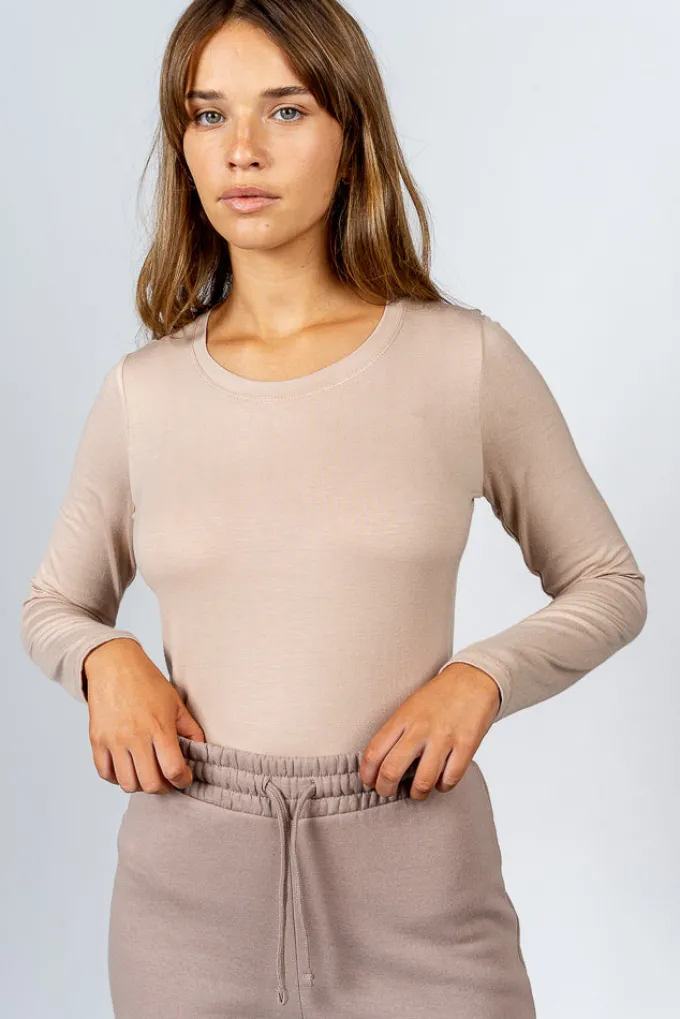 Silk & Salt aria long sleeve tee - stone^ Tops