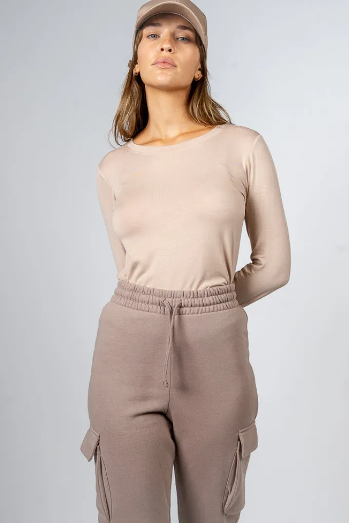 Silk & Salt aria long sleeve tee - stone^ Tops